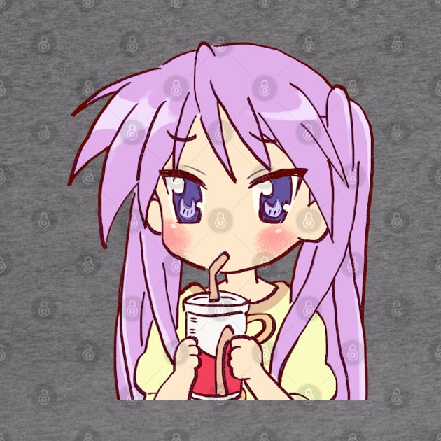 pastel kagami hiiragi drinking soda / lucky star by mudwizard